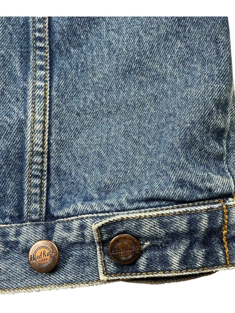Vintage 90s Hard Rock Cafe Hollywood medium washed denim jacket youth S/M - Picture 7 of 7